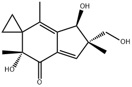 (2'S,3'R,6'R)-2',3'-ジヒドロ-3',6'-ジヒドロキシ-2'-ヒドロキシメチル-2',4',6'-トリメチルスピロ[シクロプロパン-1,5'-[5H]インデン]-7'(6'H)-オン 化学構造式