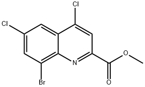 8-ブロモ-4,6-ジクロロキノリン-2-カルボン酸メチル 化学構造式