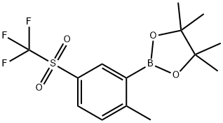 2-METHYL-5-(TRIFLUOROMETHYLSULFONYL)PHENYLBORONIC ACID, PINACOL ESTER,1150271-69-4,结构式