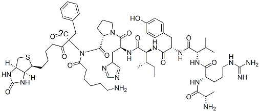 biotinyl-epsilon-aminohexanoyl-alanyl-arginyl-valyl-tyrosyl-isoleucyl-histidyl-prolyl-phenylalanyl(4N3)-hydroxy|