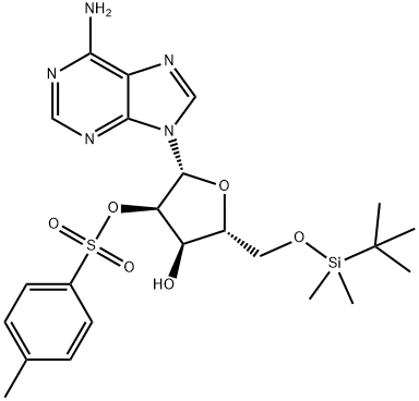 2'-O-(4-Methylphenylsulfonyl)-5'-O-(tert-butyldimethylsilyl)adenosine 结构式