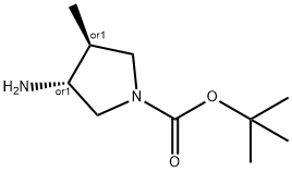 TRANS-1-BOC-3-アミノ-4-メチルピロリジン 化学構造式