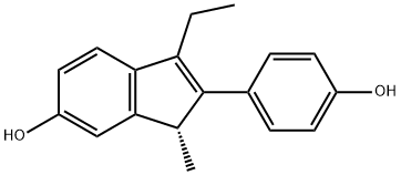 (3R)-1-ethyl-2-(4-hydroxyphenyl)-3-methyl-3H-inden-5-ol 结构式