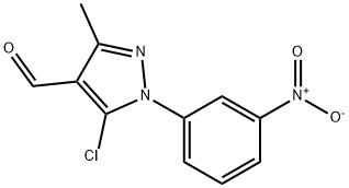 1H-Pyrazole-4-carboxaldehyde, 5-chloro-3-Methyl-1-(3-nitrophenyl) 化学構造式