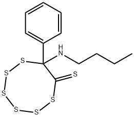7-Phenyl-7-(butylamino)-1,2,3,4,5,6-hexathiocane-8-thione Structure