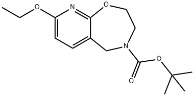Pyrido[3,2-f]-1,4-oxazepine-4(5H)-carboxylic acid, 8-ethoxy-2,3-dihydro-, 1,1-diMethylethyl ester 化学構造式
