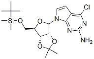 2-Amino-4-chloro-7-(2,3-O-isopropylidene-5-O-tert-butyldimethylsily--D-ribofuranosyl)pyrrolo[2,3,-d]pyrimidine 结构式