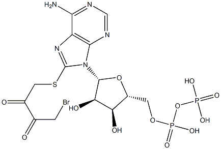8-((4-bromo-2,3-dioxobutyryl)thio)adenosine 5'diphosphate Structure