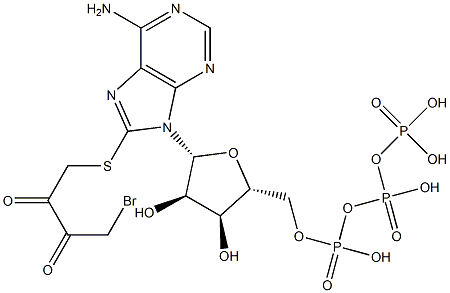 8-((4-bromo-2,3-dioxobutyl)thio)adenosine 5'-triphosphate Struktur