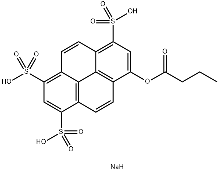 ブタン酸3,6,8-トリス(ソジオスルホ)ピレン-1-イル 化学構造式