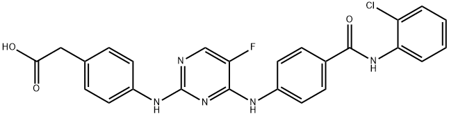 2-(4 - ((4 - ((4 - ((2-氯苯基)氨基甲酰基)苯基)氨基)-5-氟嘧啶-2-基), 1158838-42-6, 结构式