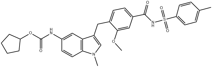 Cyclopentyl 3-[2-Methoxy-4-(p-tolylsulfonylcarbaMoyl)benzyl]-1-Methylindol-5-ylcarbaMate Struktur