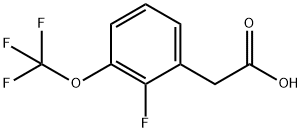 2-フルオロ-3-(トリフルオロメトキシ)フェニル酢酸 化学構造式
