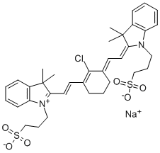 3H-INDOLIUM, 2-[2-[2-CHLORO-3-[[1,3-DIHYDRO-3,3-DIMETHYL-1-(3-SULFOPROPYL)-2H-INDOL-2-YLIDENE]ETHYLIDENE]-1-CYCLOHEXEN-1-YL]ETHENYL]-3,3-DIMETHYL-1-(3-SULFOPROPYL)-, INNER SALT, SODIUM SALT Structure