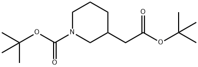 3-(2-(叔丁氧基)-2-氧乙基)哌啶-1-羧酸叔丁酯 结构式