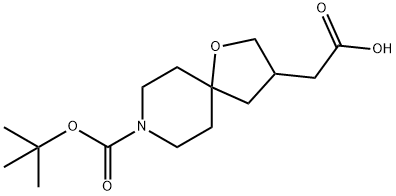 1-Oxa-8-azaspiro[4.5]decane-3-acetic acid, 8-[(1,1-diMethylethoxy)carbonyl]- Struktur