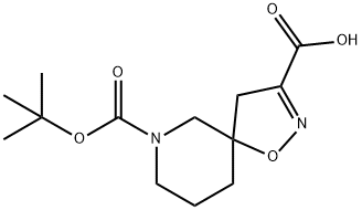 7-(tert-Butoxycarbonyl)-1-oxa-2,7-diazaspiro[4.5]dec-2-ene-3-carboxylic acid Struktur