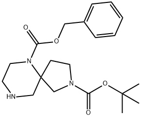 6-Benzyl 2-tert-butyl 2,6,9-triazaspiro[4.5]decane-2,6-dicarboxylate Struktur