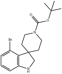 TERT-ブチル 4-ブロモ-1,2-ジヒドロスピロ[インドール-3,4'-ピペリジン]-1'-カルボキシレート 化学構造式