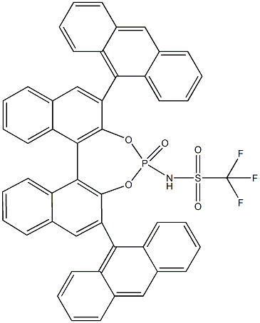 N-[(11BS)-2,6-二(9-蒽基)-4-氧-联萘并[2,1-D:1',2'-F][1,3,2]二氧磷杂-4-基]-1,1,1-三氟甲磺酰胺,1160869-97-5,结构式
