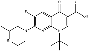 1-tert-Butyl-6-fluoro-7-(-3-methyl-piperazin-1-yl)-4-oxo-1,4-dihydro-[ 1,8]naphthyridine-3-carboxylic acid,116162-95-9,结构式