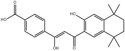 4-[(E)-3-オキソ-3-(7-ヒドロキシ-1,1,4,4-テトラメチルテトラリン-6-イル)-1-プロペニル]安息香酸 化学構造式