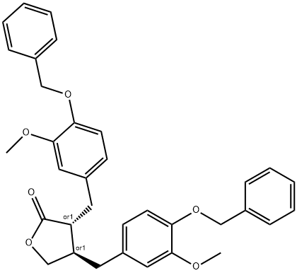 trans-(±)-Dihydro-3,4-bis[[3-Methoxy-4-(phenylMethoxy)phenyl]Methyl]-2(3H)-furanone Struktur