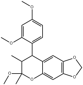 5H-1,3-Dioxolo(4,5-g)(1)benzopyran, 8-(2,4-dimethoxyphenyl)-7,8-dihydr o-6-methoxy-6,7-dimethyl- 化学構造式