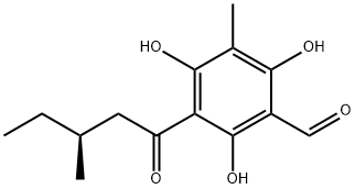 2,4,6-Trihydroxy-5-methyl-3-[(S)-3-methyl-1-oxopentyl]benzaldehyde Structure
