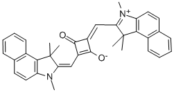 1-(1,1,3-Trimethyl-1H-benzoeindol-2-ylidene-methyl)-3-(1,1,3-trimethyl-1H-benzoeindolium-2-yl-methylene)-cyclobuten-2-one-4-olate 化学構造式