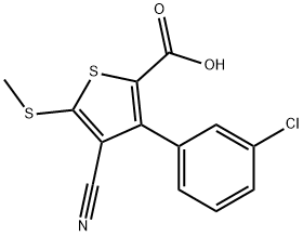 3-(3-CHLOROPHENYL)-4-CYANO-5-(METHYLTHIO)THIOPHENE-2-CARBOXYLIC ACID Struktur