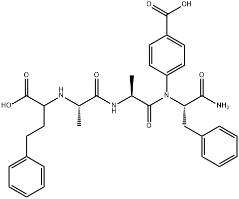 4-[[(1S)-1-[[(2S)-2-[[(2S)-2-[(1-carboxy-3-phenyl-propyl)amino]propano yl]amino]propanoyl]carbamoyl]-2-phenyl-ethyl]amino]benzoic acid, 116560-97-5, 结构式