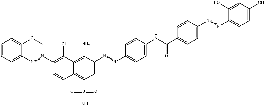 1-Naphthalenesulfonic acid, 4-amino-3-((4-((4-((2,4-dihydroxyphenyl)az o)benzoyl)amino)phenyl)azo)-5-hydroxy-6-((2-methoxyphenyl)azo)- Struktur