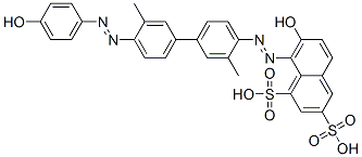 7-hydroxy-8-[[4'-[(4-hydroxyphenyl)azo]-3,3'-dimethyl[1,1'-biphenyl]-4-yl]azo]naphthalene-1,3-disulphonic acid Struktur