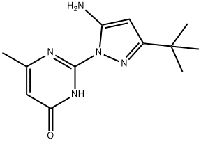 2-(5-Amino-3-tert-butyl-1H-pyrazol-1-yl)-6-methylpyrimidin-4(3H)-one Struktur