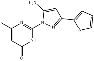 2-[5-Amino-3-(2-thienyl)-1H-pyrazol-1-yl]-6-methylpyrimidin-4(3H)-one Struktur