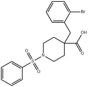 4-(2-Bromobenzyl)-1-(phenylsulfonyl)piperidine-4-carboxylic acid Struktur