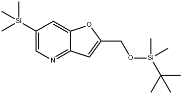 2-((TERT-ブチルジメチルシリルオキシ)メチル)-6-(トリメチルシリル)フロ[3,2-B]ピリジン 化学構造式