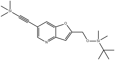 2-((TERT-ブチルジメチルシリルオキシ)メチル)-6-((トリメチルシリル)エチニル)フロ[3,2-B]ピリジン 化学構造式
