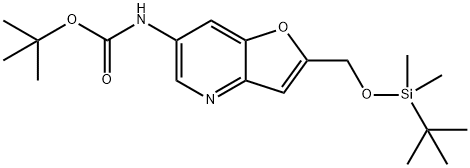 (2-((((叔丁基二甲基甲硅烷基)氧基)甲基)呋喃[3,2-B]吡啶-6-基)氨基甲酸叔丁酯 结构式