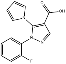 1-(2-フルオロフェニル)-5-(1H-ピロール-1-イル)-1H-ピラゾール-4-カルボン酸 化学構造式