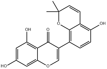 3-(2,2-ジメチル-5-ヒドロキシ-2H-1-ベンゾピラン-8-イル)-5,7-ジヒドロキシ-4H-1-ベンゾピラン-4-オン 化学構造式