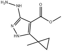 1H-Pyrazole-4-carboxylicacid,3-hydrazino-5-(1-methylcyclopropyl)-,methyl 结构式