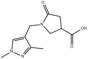 1-[(1,3-ジメチル-1H-ピラゾール-4-イル)メチル]-5-オキソピロリジン-3-カルボン酸 化学構造式