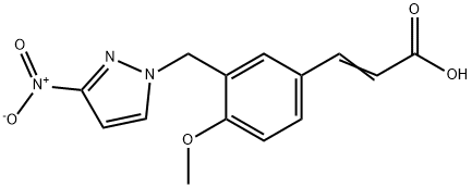 (2E)-3-{4-Methoxy-3-[(3-nitro-1H-pyrazol-1-yl)-methyl]phenyl}acrylic acid Struktur