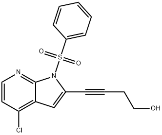 3-Butyn-1-ol, 4-[4-chloro-1-(phenylsulfonyl)-1H-pyrrolo[2,3-b]pyridin-2-yl]- Structure