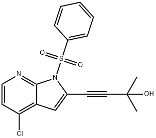 3-Butyn-2-ol, 4-[4-chloro-1-(phenylsulfonyl)-1H-pyrrolo[2,3-b]pyridin-2-yl]-2-Methyl- Struktur