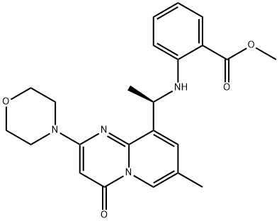 (R)-2-(1-(7-methyl-2-morpholino-4-oxo-4H-pyrido[1,2-a]pyrimidin-9-yl)ethylamino)benzoic acid Struktur
