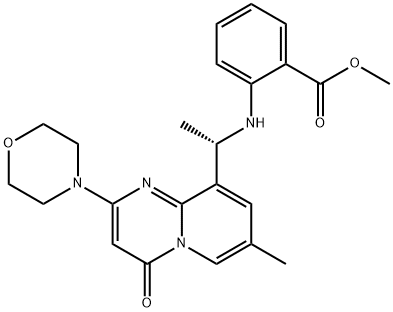 (S)-methyl 2-(1-(7-methyl-2-morpholino-4-oxo-4H-pyrido[1,2-a]pyrimidin-9-yl)ethylamino)benzoate Struktur