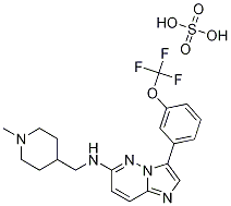 N-[(1-Methyl-4-piperidinyl)methyl]-3-[3-(trifluoromethoxy)phenyl]imidazo[1,2-b]pyridazin-6-amine sulfate 化学構造式